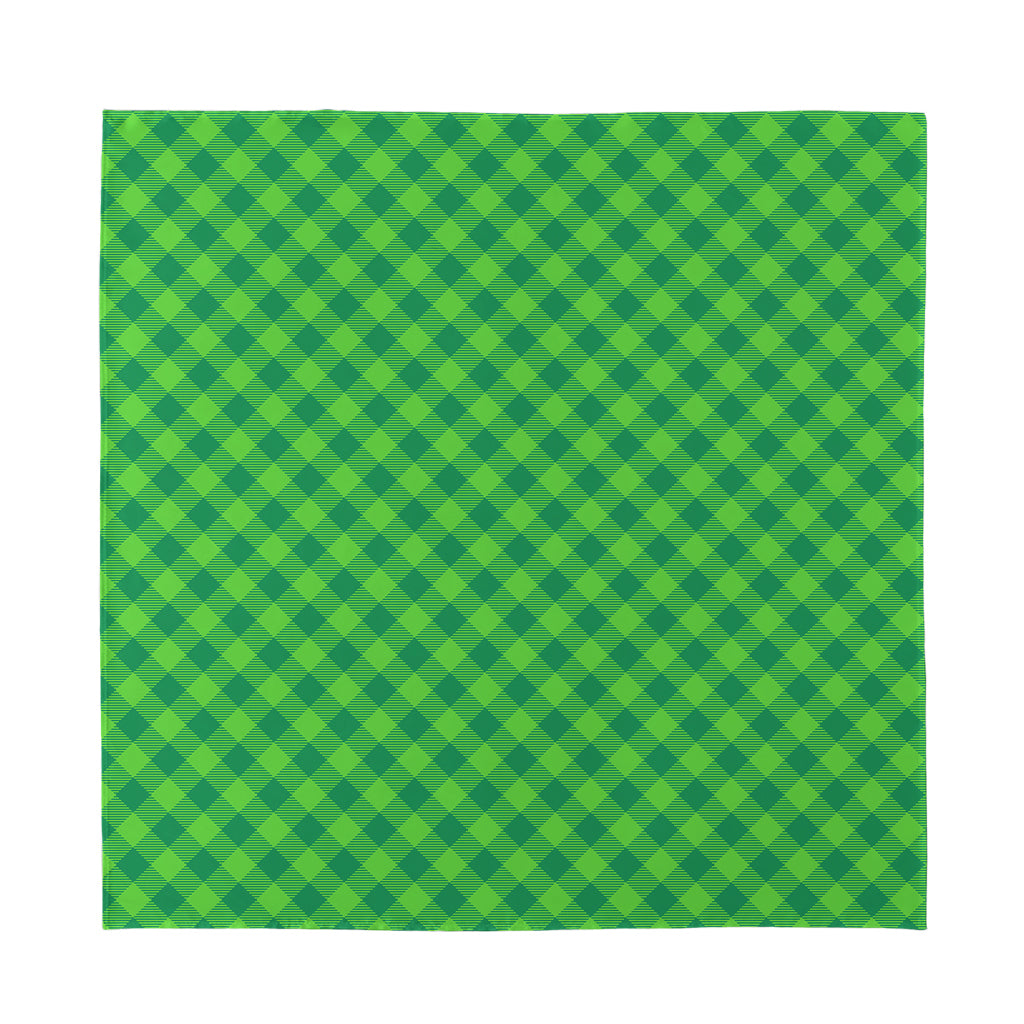 Green St. Patrick's Day Plaid Print Silk Bandana