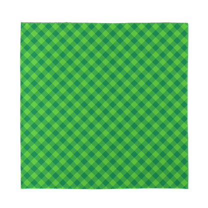 Green St. Patrick's Day Plaid Print Silk Bandana