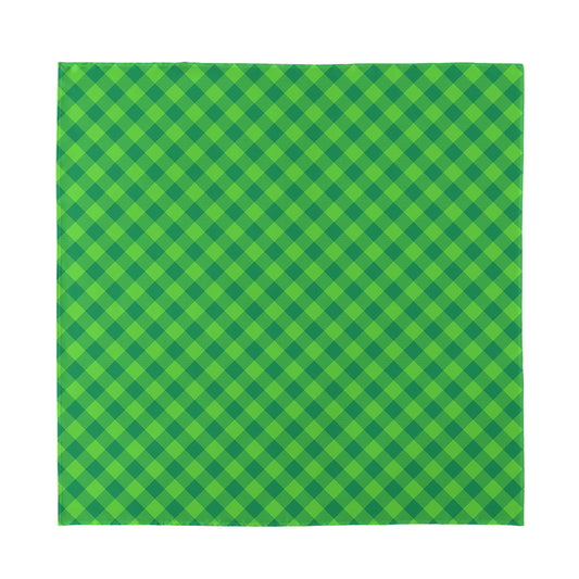 Green St. Patrick's Day Plaid Print Silk Bandana