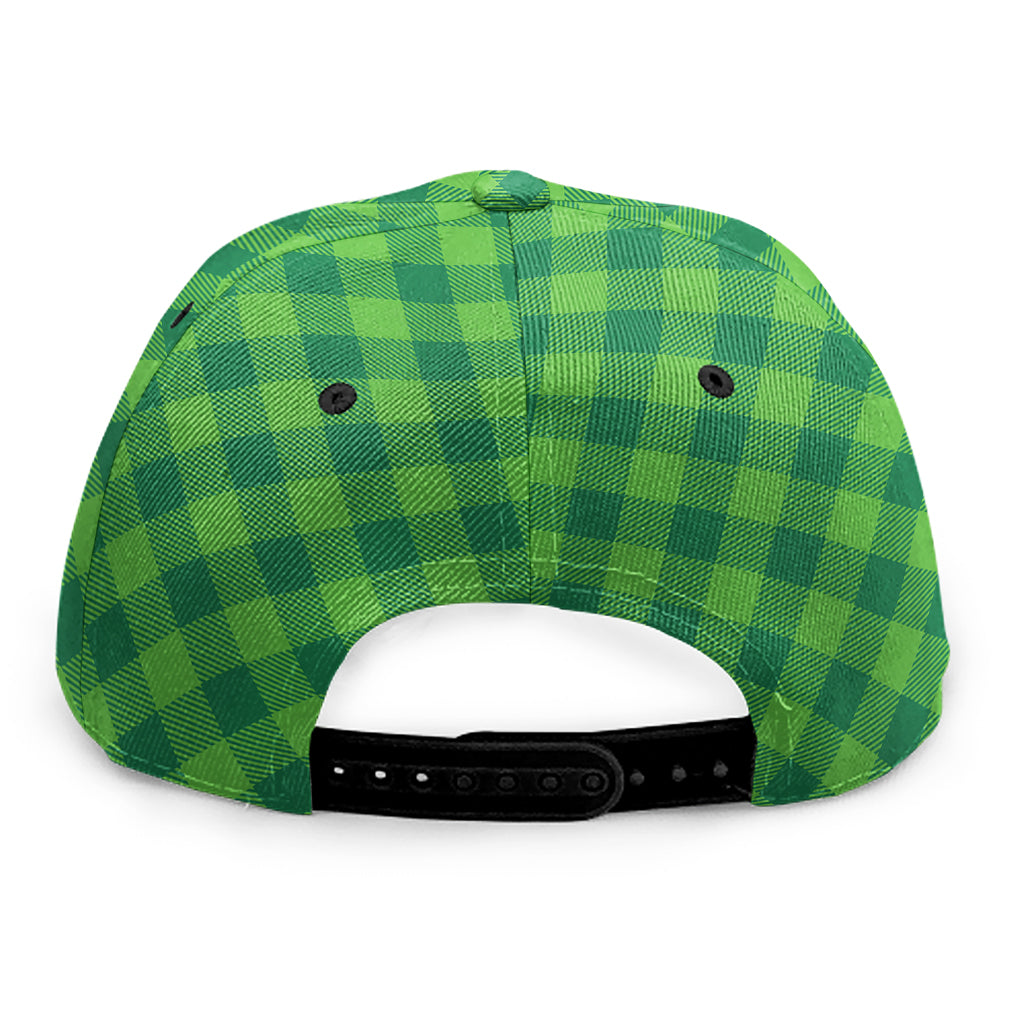 Green St. Patrick's Day Plaid Print Snapback Cap