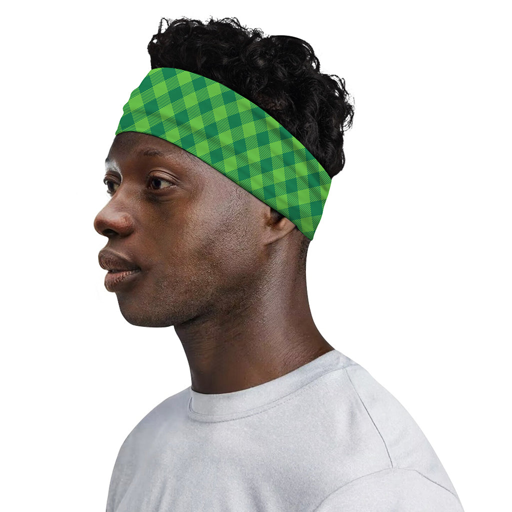 Green St. Patrick's Day Plaid Print Sports Headband