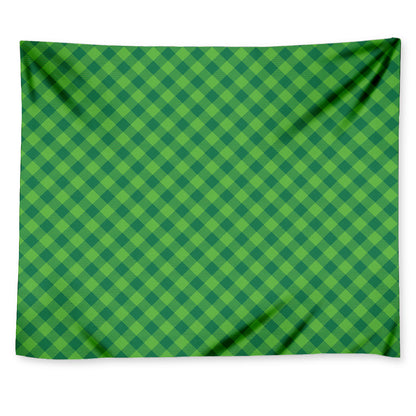 Green St. Patrick's Day Plaid Print Tapestry