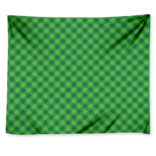 Green St. Patrick's Day Plaid Print Tapestry