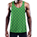 Green St. Patrick's Day Plaid Print Men's Workout Tank Top