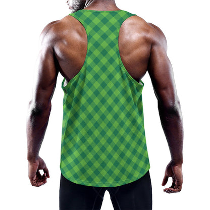 Green St. Patrick's Day Plaid Print Training Tank Top