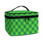 Green St. Patrick's Day Plaid Print Travel Makeup Bag