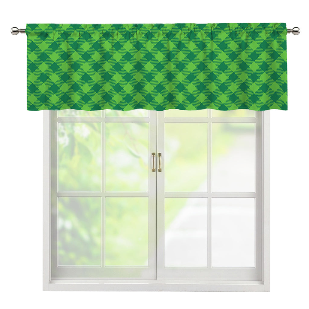 Green St. Patrick's Day Plaid Print Window Valance