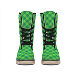 Green St. Patrick's Day Plaid Print Winter Boots