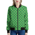 Green St. Patrick's Day Plaid Print Women's Bomber Jacket