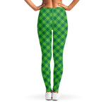 Green St. Patrick's Day Plaid Print Women's Leggings