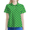 Green St. Patrick's Day Plaid Print Women's Polo Shirt