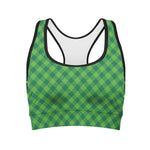 Green St. Patrick's Day Plaid Print Women's Sports Bra