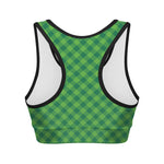 Green St. Patrick's Day Plaid Print Women's Sports Bra