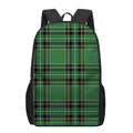 Green Stewart Tartan Pattern Print 17 Inch Backpack