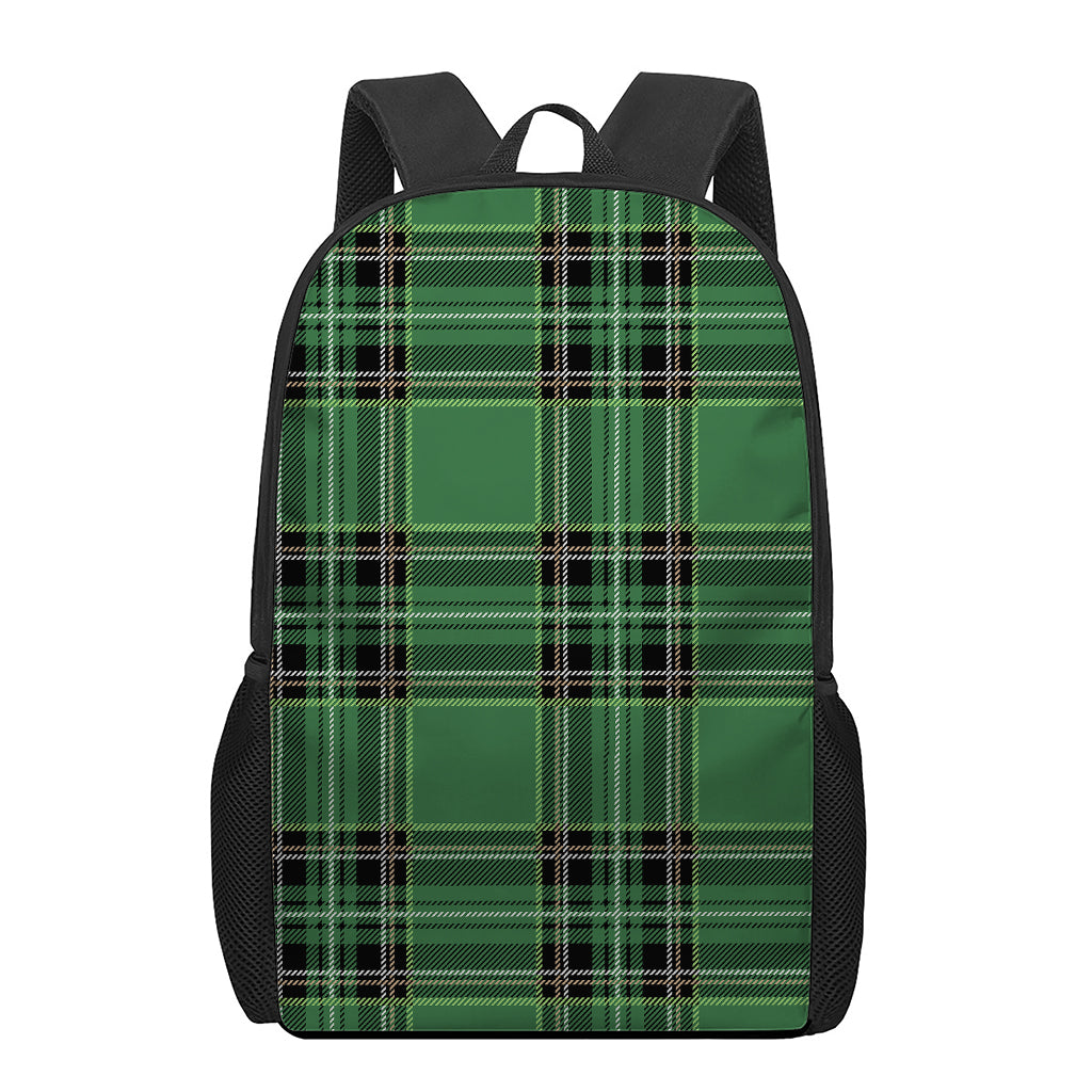 Green Stewart Tartan Pattern Print 17 Inch Backpack