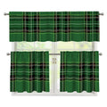 Green Stewart Tartan Pattern Print 3 Piece Kitchen Curtains