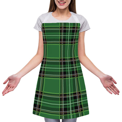 Green Stewart Tartan Pattern Print Adjustable Apron