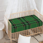 Green Stewart Tartan Pattern Print Baby Crib Sheet