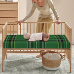 Green Stewart Tartan Pattern Print Baby Crib Sheet