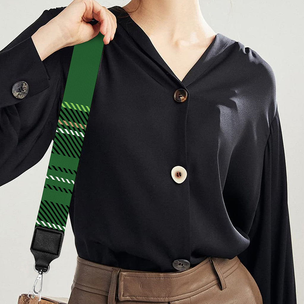 Green Stewart Tartan Pattern Print Bag Strap