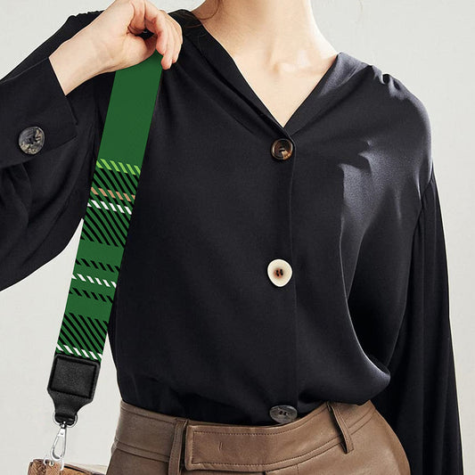 Green Stewart Tartan Pattern Print Bag Strap
