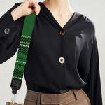 Green Stewart Tartan Pattern Print Bag Strap