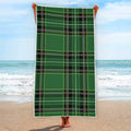 Green Stewart Tartan Pattern Print Beach Towel