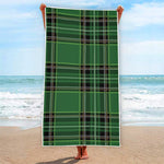 Green Stewart Tartan Pattern Print Beach Towel