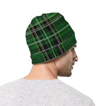 Green Stewart Tartan Pattern Print Beanie