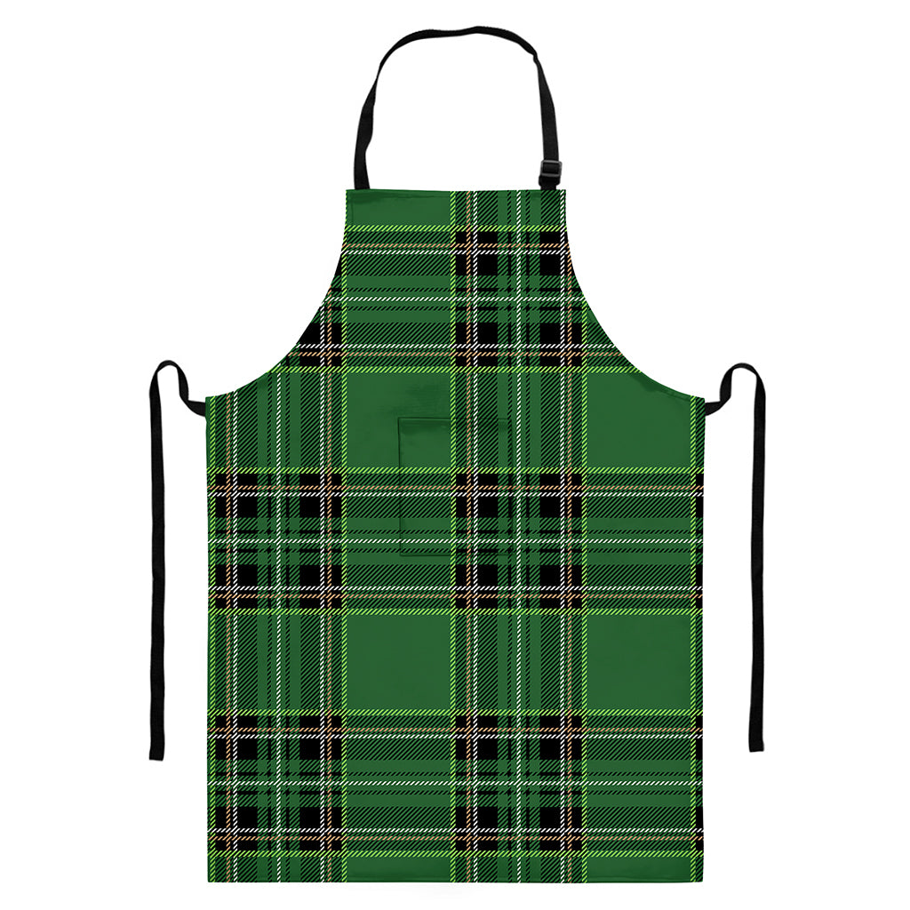 Green Stewart Tartan Pattern Print Bib Apron With Pocket