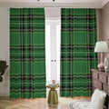 Green Stewart Tartan Pattern Print Dimout Pencil Pleat Curtains