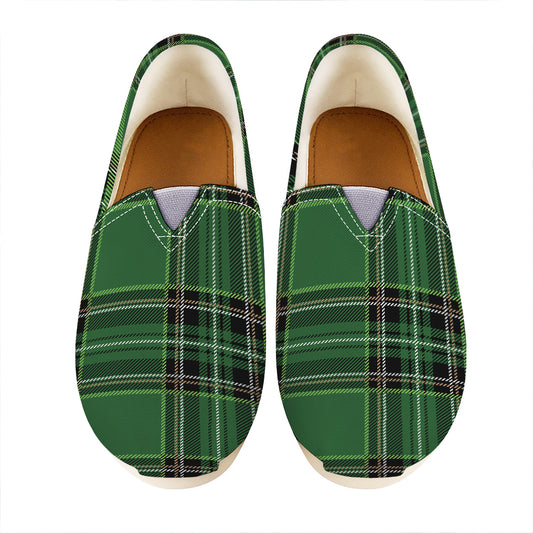 Green Stewart Tartan Pattern Print Casual Shoes