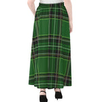 Green Stewart Tartan Pattern Print Chiffon Maxi Skirt