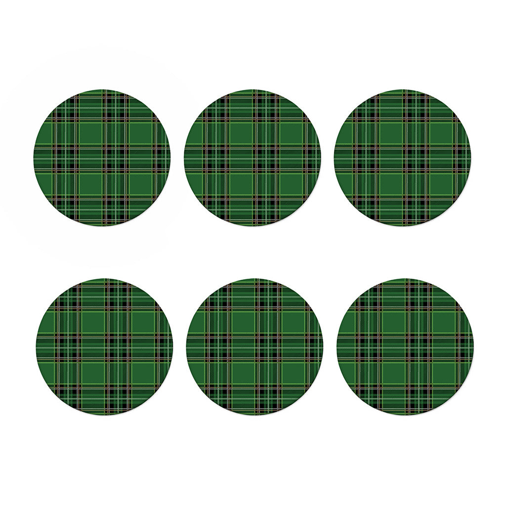Green Stewart Tartan Pattern Print Coaster Set