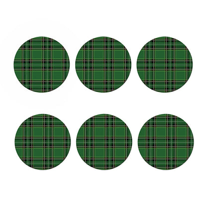 Green Stewart Tartan Pattern Print Coaster Set