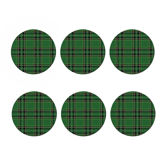 Green Stewart Tartan Pattern Print Coaster Set