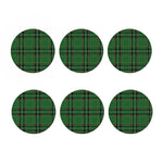 Green Stewart Tartan Pattern Print Coaster Set