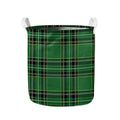 Green Stewart Tartan Pattern Print Collapsible Laundry Basket