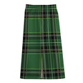 Green Stewart Tartan Pattern Print Cotton Front Slit Maxi Skirt