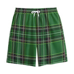 Green Stewart Tartan Pattern Print Cotton Shorts
