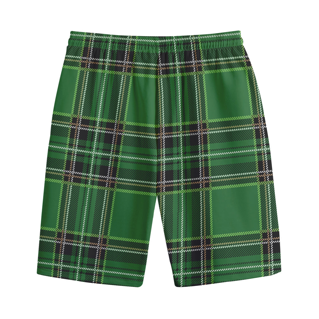 Green Stewart Tartan Pattern Print Cotton Shorts