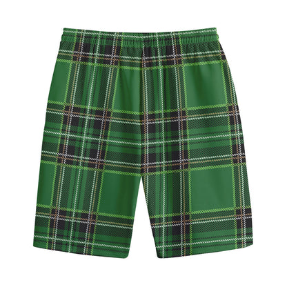 Green Stewart Tartan Pattern Print Cotton Shorts