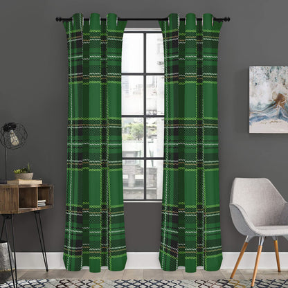 Green Stewart Tartan Pattern Print Curtain