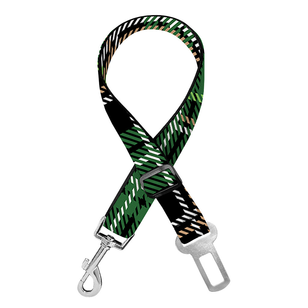 Green Stewart Tartan Pattern Print Dog Seat Belt