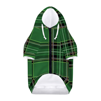 Green Stewart Tartan Pattern Print Dog Zip Up Hoodie