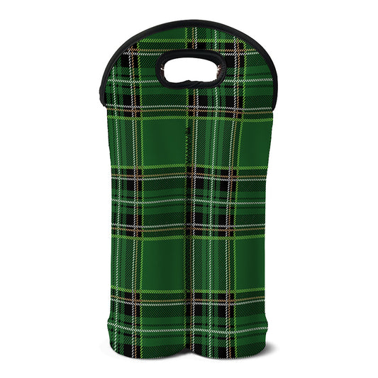 Green Stewart Tartan Pattern Print Double Neoprene Wine Tote
