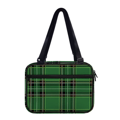 Green Stewart Tartan Pattern Print Double Strap Bible Bag