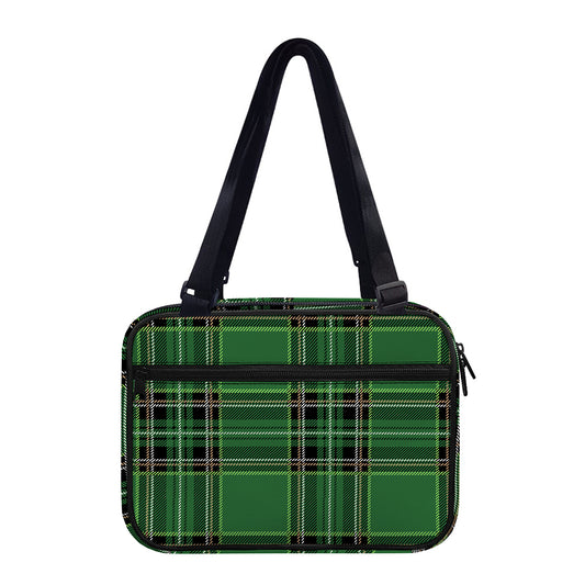 Green Stewart Tartan Pattern Print Double Strap Bible Bag