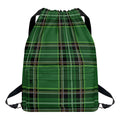Green Stewart Tartan Pattern Print Drawstring Backpack