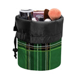 Green Stewart Tartan Pattern Print Drawstring Makeup Bag